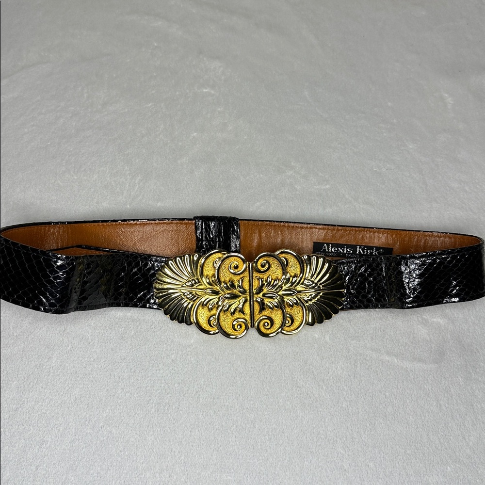 Alexis Kirk Byzantine Black Snakeskin Leather Belt